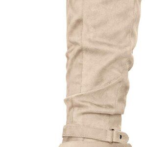 Women's Warm Fall Knee High Boots in Beige, Size 6